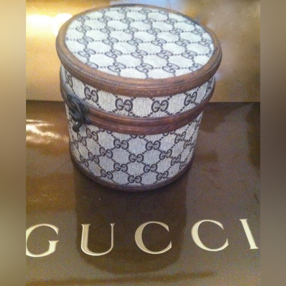 Rare vintage Gucci wooden leather trinket box
